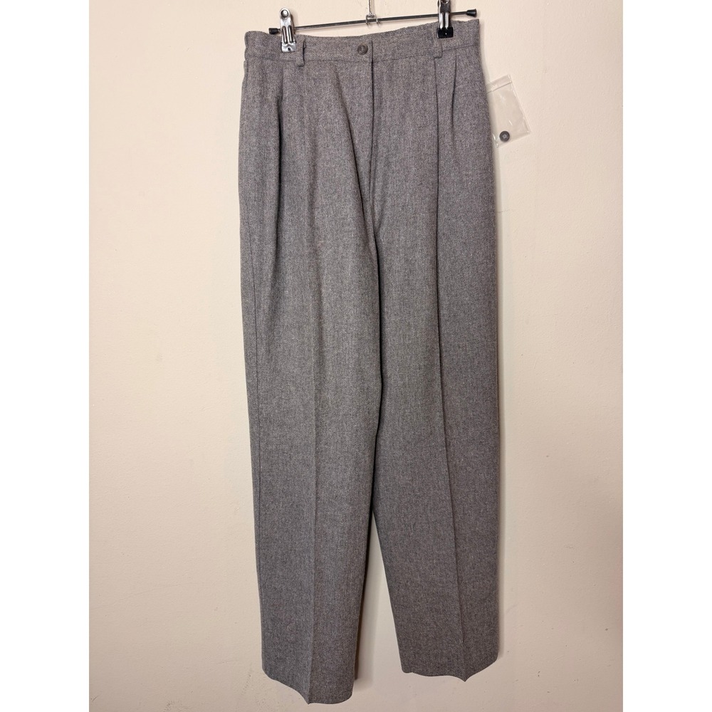Northern Isles Wool Trousers Women 6 Grey Pleated High Waist Made in USA